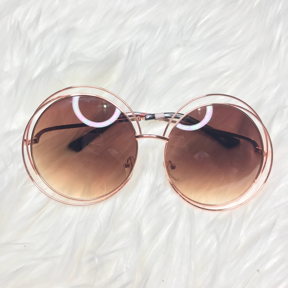 Rose Gold Round oversized Sunglasses